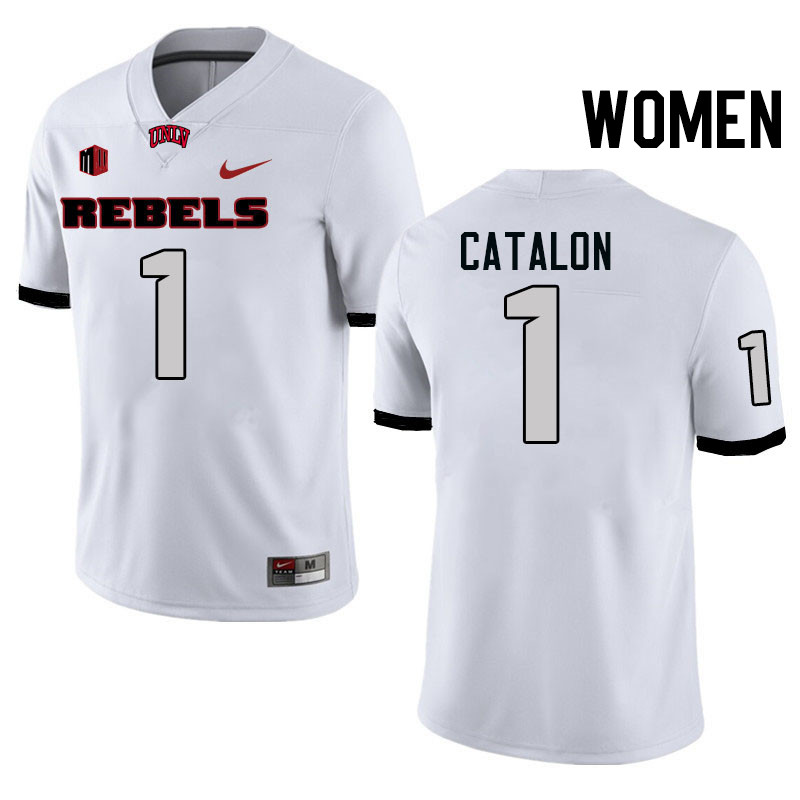 Women #1 Jalen Catalon UNLV Rebels College Football Jerseys Stitched-White